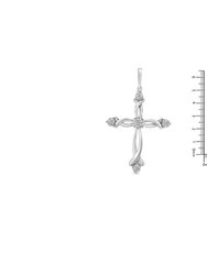.925 Sterling Silver Round Cut Diamond Accent Cross Pendant Necklace