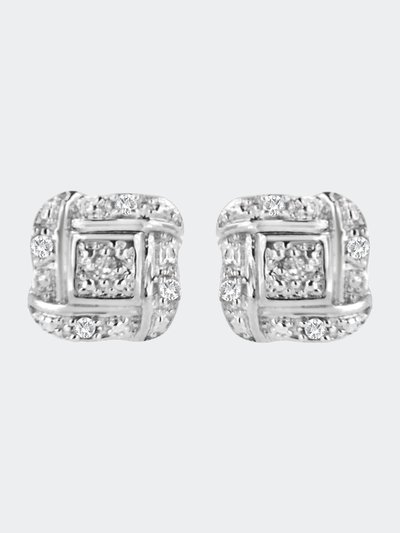 Haus of Brilliance .925 Sterling Silver Round-Cut Diamond Accent Swirl Square Knot Stud Earrings product