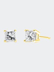 AGS Certified 0.40 Cttw Princess-Cut Square Diamond 4-Prong Solitaire Stud Earrings in 14K Yellow Gold - Gold/Yellow