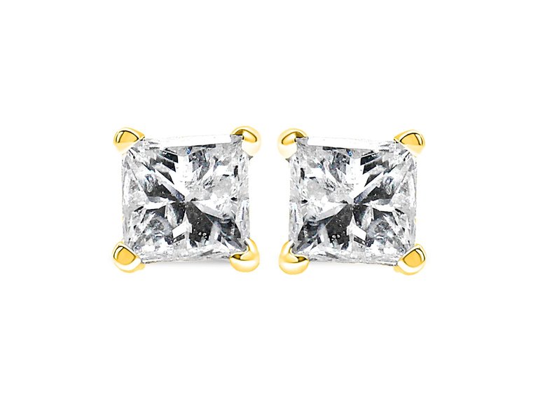 AGS Certified 1/2 Cttw Round Brilliant-Cut Diamond 14K Yellow Gold Classic 4-Prong Solitaire Stud Earrings