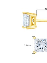 AGS Certified 1/2 Cttw Round Brilliant-Cut Diamond 14K Yellow Gold Classic 4-Prong Solitaire Stud Earrings