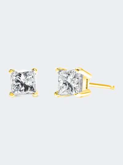 Haus of Brilliance AGS Certified 1/4 Cttw Princess Cut Diamond 4 Prong Solitaire Square Stud Earrings product