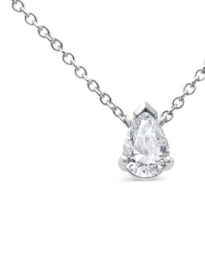 Haus of Brilliance AGS Certified 14K White Gold 1/2 Cttw Diamond Pear 18" Pendant Necklace - H-I Color, VS2-SI1 Clarity product