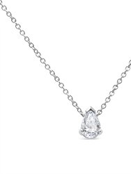 AGS Certified 14K White Gold 1/2 Cttw Diamond Pear 18" Pendant Necklace - H-I Color, VS2-SI1 Clarity