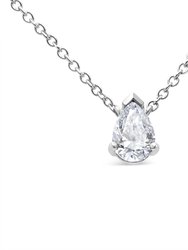 AGS Certified 14K White Gold 1/2 Cttw Diamond Pear 18" Pendant Necklace - H-I Color, VS2-SI1 Clarity - Gold