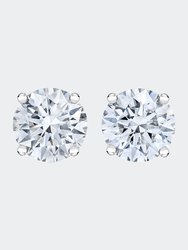 AGS Certified 14K White Gold 1.0 Cttw 4-Prong Set Brilliant Round-Cut Solitaire Diamond Push Back Stud Earrings - White