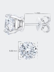 AGS Certified 14K White Gold 1.0 Cttw 4-Prong Set Brilliant Round-Cut Solitaire Diamond Push Back Stud Earrings