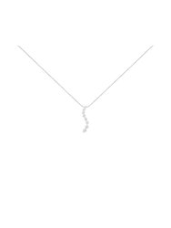 AGS Certified 14k White Gold 3.0 Cttw Baguette And Brilliant Round-Cut Diamond Journey 18" Pendant Necklace