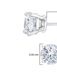 AGS Certified 2.00 Cttw Round Brilliant-Cut Diamond 14K White Gold Classic 4-Prong Solitaire Stud Earrings With Screw Backs