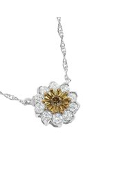 Brown Rhodium over .925 Sterling Silver 1/2 Cttw Diamond Miracle Plate Flower Cluster 18" Pendant Necklace