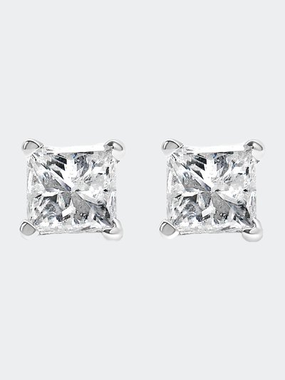 Haus of Brilliance Certified 1/4 Cttw Princess-Cut Square Diamond 4-Prong Solitaire Stud Earrings In 14K White Gold product