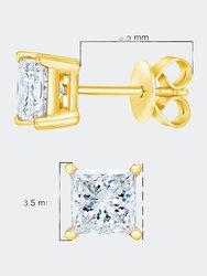 Certified 1/4 Cttw Princess-Cut Square Diamond Solitaire Stud Earrings