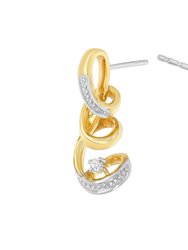 Espira 10K Two Tone Gold Round Cut Diamond Earring