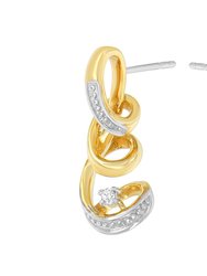 Espira 10K Two Tone Gold Round Cut Diamond Earring - Two-Toned