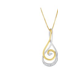 Espira 10K Two-Tone Gold Round Cut Diamond Sparkling Spiral Pendant Necklace - Two-Toned