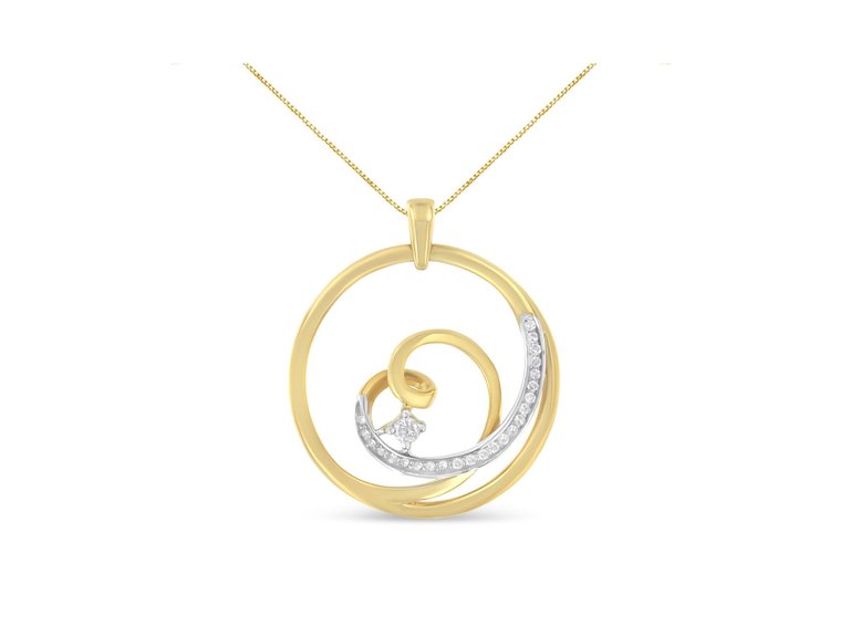Espira 10K Yellow Gold 1/6 cttw Diamond Heart Circle Pendant Necklace - Yellow