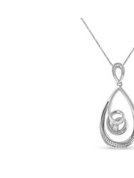 Espira .925 Sterling Silver 1/25 Cttw Diamond Accent Tear Drop Swirl Pendant Necklace - White