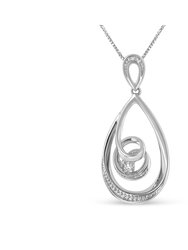 Espira .925 Sterling Silver 1/25 Cttw Diamond Accent Tear Drop Swirl Pendant Necklace