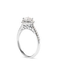 GIA Certified 14k White Gold 4/5 Cttw Diamond Halo Engagement Ring - Ring Size 7