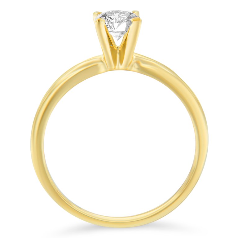 GIA Certified 14k Yellow Gold 1/2 Cttw Diamond Solitaire Engagement Ring - H Color, SI1 Clarity - Size 7