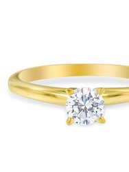GIA Certified 14k Yellow Gold 1/2 Cttw Diamond Solitaire Engagement Ring - H Color, SI1 Clarity - Size 7 - Yellow Gold
