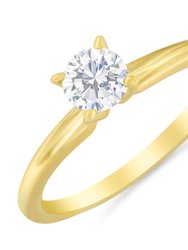 GIA Certified 14k Yellow Gold 1/2 Cttw Diamond Solitaire Engagement Ring - H Color, SI1 Clarity - Size 7