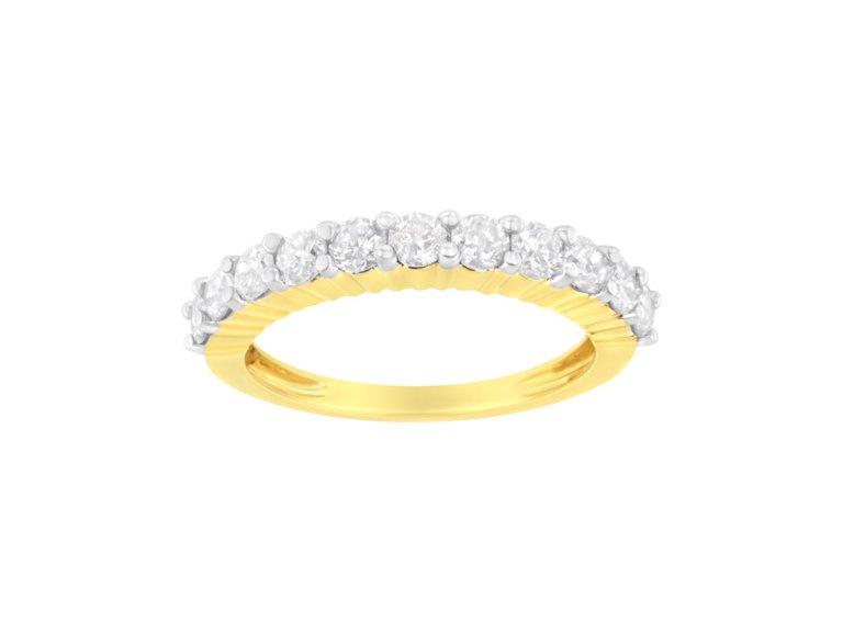 IGI Certified 1.0 Cttw Diamond 10K Yellow Gold Prong Set Fluted Band Style Wedding Ring - Gold