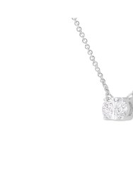 IGI Certified 10K White Gold 1/2 Cttw Lab Grown Oval Shape Solitaire Diamond East West 18" Pendant Necklace