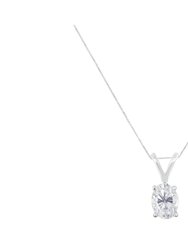 IGI Certified 10K White Gold 3/8 cttw Prong Set Diamond Oval Pendant Necklace