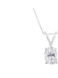 IGI Certified 10K White Gold 3/8 cttw Prong Set Diamond Oval Pendant Necklace - White