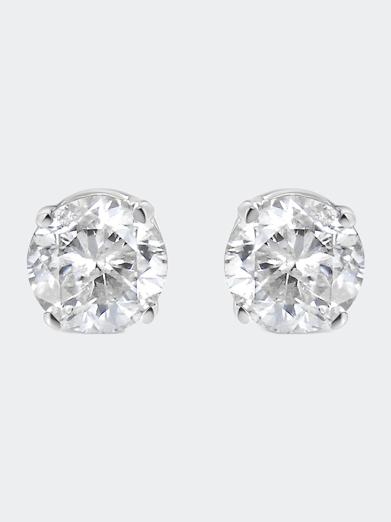 IGI Certified 14k White Gold 1/2 Cttw Lab Grown 4-Prong Round-Cut Diamond Classic Solitaire Stud Earrings - White Gold