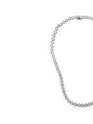 IGI Certified 14K White Gold 8.0 Cttw Pave Set Round-Cut Diamond Cluster Graduating Riviera Statement Necklace - White