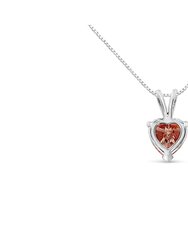 IGI Certified 14K White Gold Martini Set 1.00 Cttw Lab Grown Pink Heart Diamond Solitaire 18" Pendant Necklace