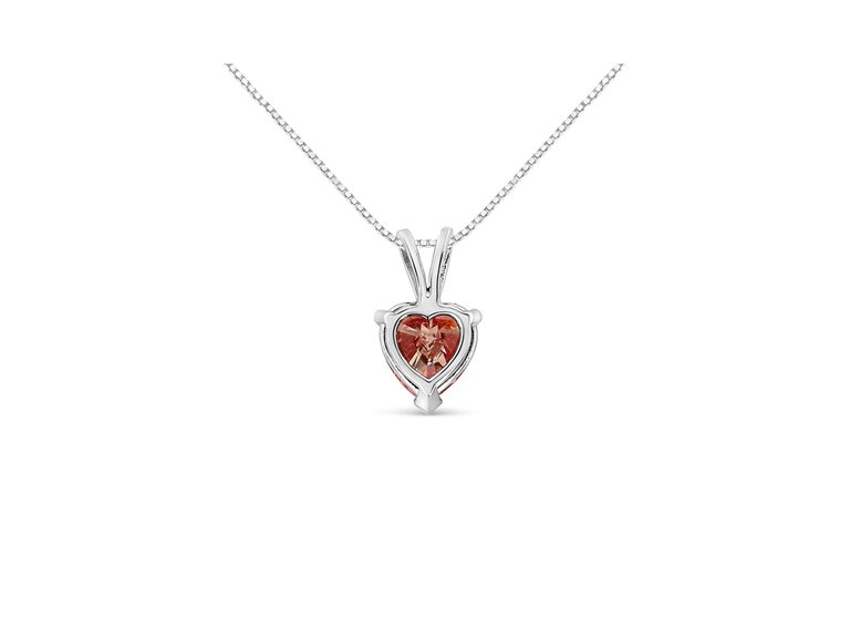 IGI Certified 14K White Gold Martini Set 1.00 Cttw Lab Grown Pink Heart Diamond Solitaire 18" Pendant Necklace