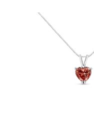 IGI Certified 14K White Gold Martini Set 1.00 Cttw Lab Grown Pink Heart Diamond Solitaire 18" Pendant Necklace - White