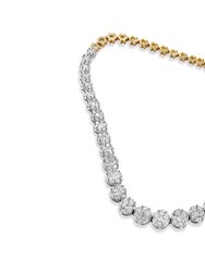 IGI Certified 14K Yellow Gold 14 3/4 cttw Pave Set Round-Cut Diamond Riviera Necklace
