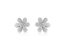 Matte Finished .925 Sterling Silver Diamond Accent Flower Hoop Stud Earring - Silver