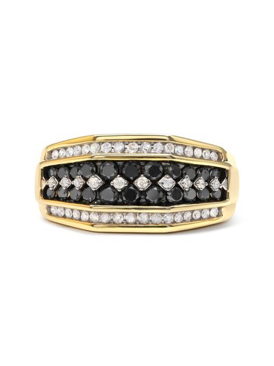 Haus of Brilliance Men's 10K Yellow Gold 1 1/2 Cttw White and Black Treated Diamond Cluster Ring product