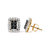 Men's 10K Yellow Gold 1.00 Cttw White And Black Diamond Emerald Shape Halo Stud Earring (Black / I-J Color, I2-I3 Clarity)