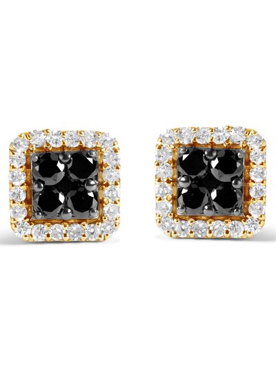 Haus of Brilliance Men's 10K Yellow Gold 5/8 Cttw White And Black Treated Diamond Composite with Halo Stud Earring (Black / I-J, I2-I3 Clarity) product