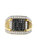 Men's 14K Yellow Gold Plated .925 Sterling Silver 1 1/2 Cttw White and Black Treated Diamond Cluster Ring - Black / I-J Color, I2-I3 Clarity - Gold