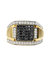 Men's 14K Yellow Gold Plated .925 Sterling Silver 1 1/2 Cttw White and Black Treated Diamond Cluster Ring - Black / I-J Color, I2-I3 Clarity - Gold