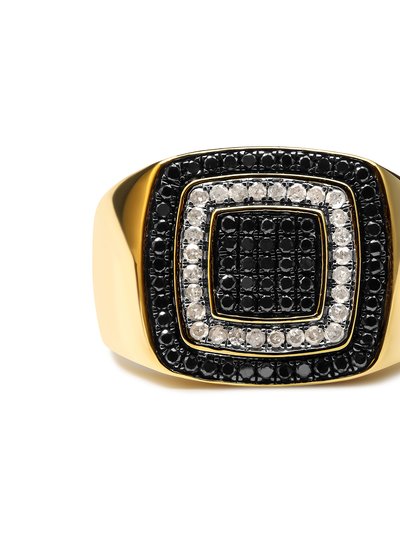 Haus of Brilliance Men's 14K Yellow Gold Plated .925 Sterling Silver 3/4 Cttw White and Black Diamond Ring Band (Treated Black, I-J Color, I2-I3 Clarity) - Size 10 product