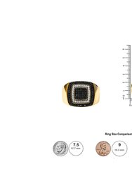 Men's 14K Yellow Gold Plated .925 Sterling Silver 3/4 Cttw White and Black Diamond Ring Band (Treated Black, I-J Color, I2-I3 Clarity) - Size 10