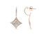 Rose Gold Plated Sterling Silver Round Cut Diamond Cushion Dangle Earrings