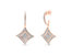 Rose Gold Plated Sterling Silver Round Cut Diamond Cushion Dangle Earrings - Rose Gold Plated Sterling Silver