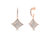 Rose Gold Plated Sterling Silver Round Cut Diamond Cushion Dangle Earrings - Rose Gold Plated Sterling Silver