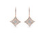 Rose Gold Plated Sterling Silver Round Cut Diamond Cushion Dangle Earrings