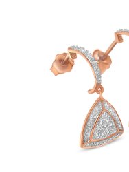 Rose Gold Plated Sterling Silver Round Cut Diamond Fashion Dangle Earrings