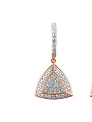 Rose Gold Plated Sterling Silver Round Cut Diamond Fashion Dangle Earrings - Sterling Silver